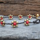 Coral Brass Flower Bracelet