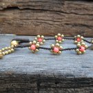 Howlite   Brass Flower Bracelet