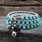 3 Wrap Turquoise  Silver Bracelet / Necklace