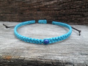 Single Dark Blue Howlite  Wax Cord  Bracelet