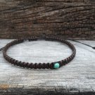 Single Turquoise  Wax Cord  Bracelet