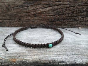 Single Turquoise  Wax Cord  Bracelet