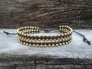 2 Line Brass Bead Bracelet