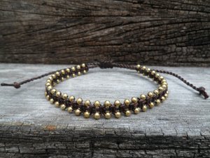 Line Brass Bead Bracelet