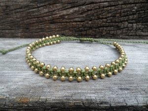 Green Brass Bead Bracelet