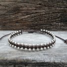 Cord  Silver Bead Bracelet