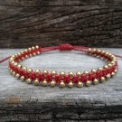 Red  Brass Bead Bracelet