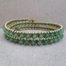 3 Wrap Jade Brass  Bracelet / Necklace