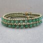 3 Wrap Jade Brass  Bracelet / Necklace