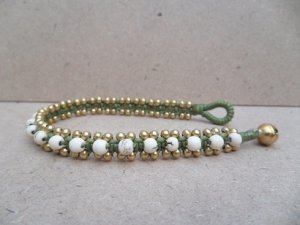 Howlite  Brass  Bead Bracelet