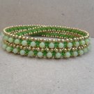 3 Wrap Lemon Jade Brass  Bracelet / Necklace