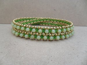 3 Wrap Lemon Jade Brass  Bracelet / Necklace