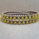3 Wrap Yellow  Stone  Brass  Bracelet / Necklace