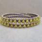 3 Wrap Yellow  Stone  Brass  Bracelet / Necklace