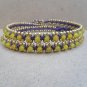 3 Wrap Yellow  Stone  Brass  Bracelet / Necklace