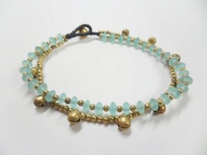 2 chain Glass Bead  Anklet