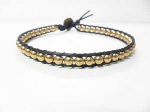 Wax Cotton Brass Bean Anklet