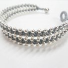 2 Line Silver Bead  Gray Bracelet