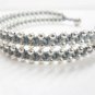 2 Line Silver Bead  Gray Bracelet