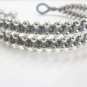 2 Line Silver Bead  Gray Bracelet