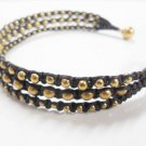 3 Layer  Brass  Bead  Woven  Bracelet