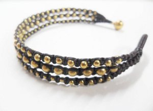 3 Layer  Brass  Bead  Woven  Bracelet