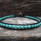 Turquoise Bean Leather Anklet