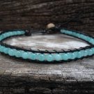 Blue Bead  Bean Leather Anklet