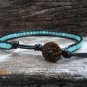 Blue Bead  Bean Leather Anklet