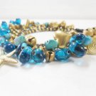 Luxurious Blue Turquoise with Glass Bead Bracelet
