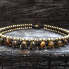 Tiger Eye  Brass  Bead  Anklet