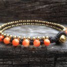 Orange Coral   Brass  Bead  Anklet