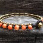 Orange Coral   Brass  Bead  Anklet