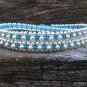 3 Wrap Blue Silver Bracelet / Necklace