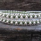 3 Wrap Green Silver  Bracelet / Necklace