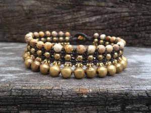Jingling Jasper Brass Bracelet
