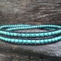 Turquoise Bean Leather Wrap  Anklet