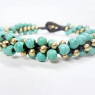 Twist Turquoise Brass Ball Bangle