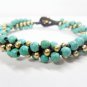 Twist Turquoise Brass Ball Bangle