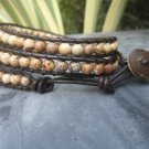 Wood Jasper  Leather Wrap  Bracelet/Anklet
