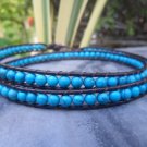Ocean Turquoise   Leather Wrap  Bracelet/Anklet
