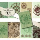 ACEO digital sheet, green shades marble, 2.5x3.5 inch