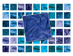 Digital Collage Sheet: Cloth textures, 1-inch squares, shades of blue