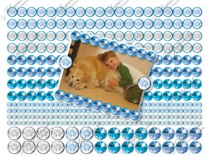 DIamond and Jewel borders digital collage sheet, 0.5 inch-0.25 inch, shades of blue