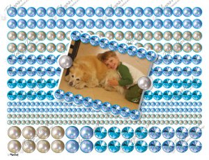 Pearls and Jewel borders digital collage sheet, 0.5 inch-0.25 inch, shades of blue