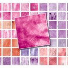 Stained glass textures digital collage sheet, 1 inch squares, pinks and purples