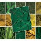 Cloth textures digital collage sheet, ACEO size 2x2.5 inch, emerald green and yellow