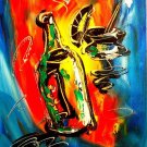 Handmade Bottle And Cup Oil Painting On Canvas