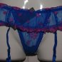 Blue & Pink Flower Gartered Skirted Thong Small/Medium