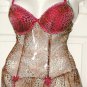 Pink Cheetah Print Bustier detachable garters Large